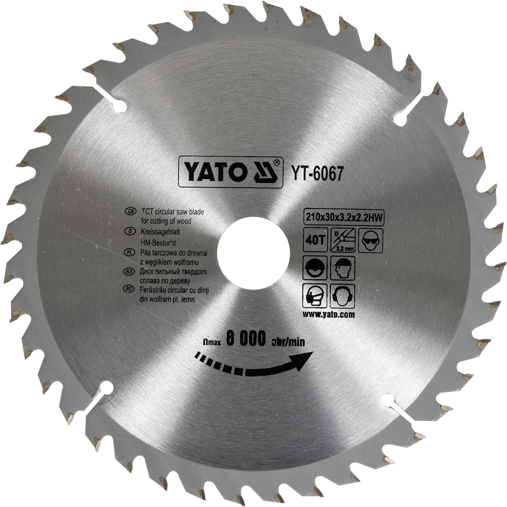 Sagblad for tre Yato YT-6067; 210x2,2x30 mm; Z40