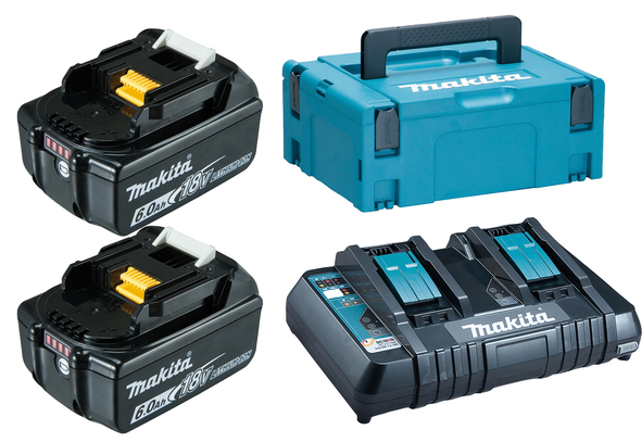 Tilbehørsett Makita PowerPack; 18 V; 2x6,0 Ah batteri + lader