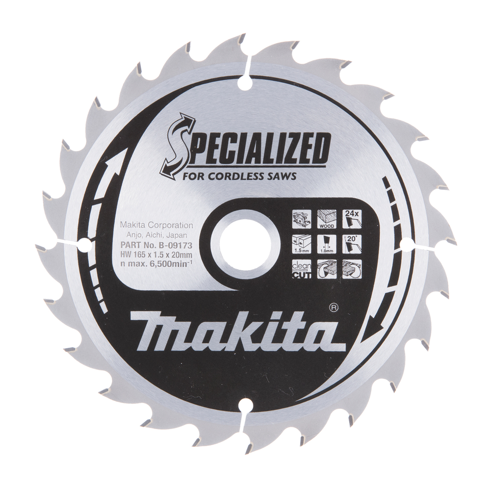 Sagblad for tre Makita B-09173-5; 165x1,5x20 mm; Z24; 20°; 5 stk