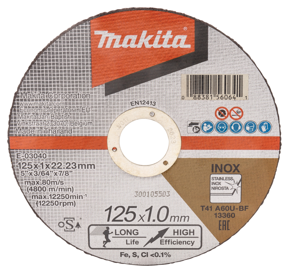 Abrasiv kappeskive Makita E-03040; 125x1 mm