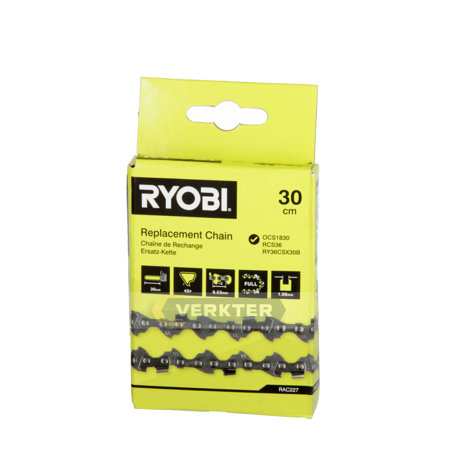 Sagkjede Ryobi RAC227 12''; 30 cm; 3/8''; 45; 1,1 mm