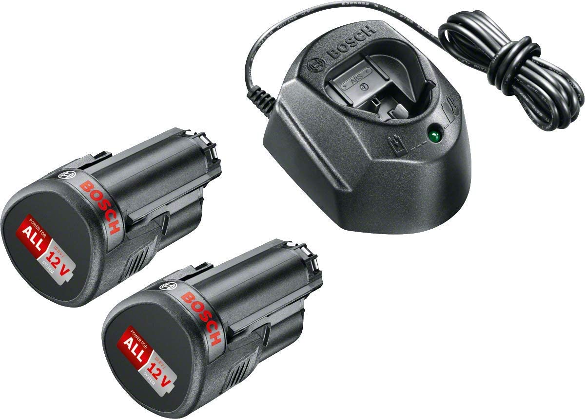 Batteri Bosch StarterSet PBA 12V; 12 V; 2x1,5 Ah + lader GAL 1210 CV