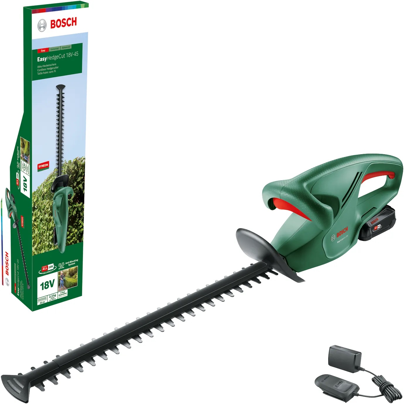 Busksaks Bosch EasyHedgeCut 18-45; 18 V; 1x2,0 Ah; 45 cm Lengde: batteridrevet