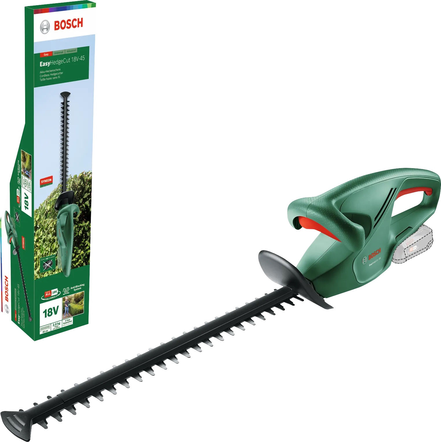 Busksaks Bosch EasyHedgeCut 18-45; 18 V; 45 cm lengde (uten batteri og lader)