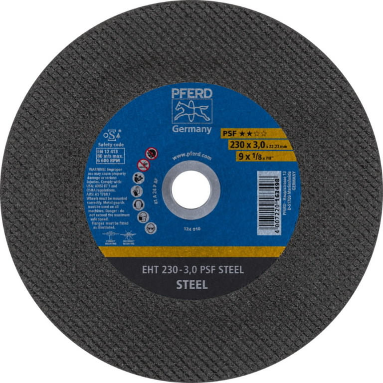 Abrasiv kappeskive Pferd PSF Steel; 230x3x22,23 mm