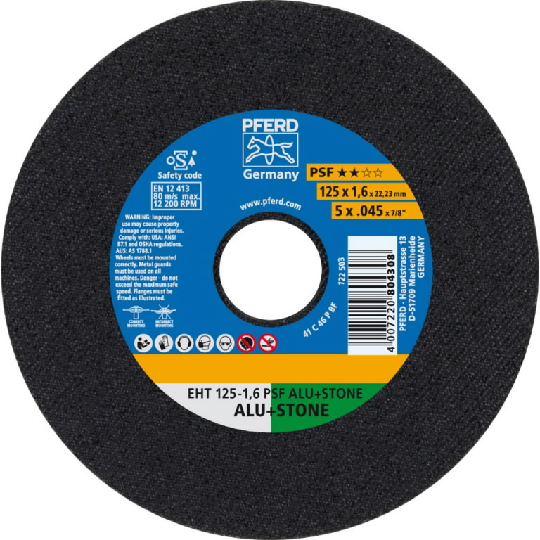 Abrasiv kappeskive Pferd PSF Alu+Stone; 125x1,6x22,23 mm