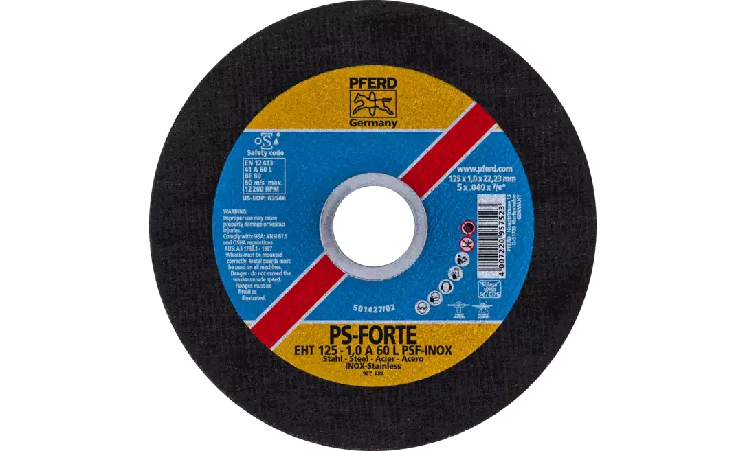 Abrasiv kappeskive Pferd PSF Classic Steelox; 125x1x22,23 mm