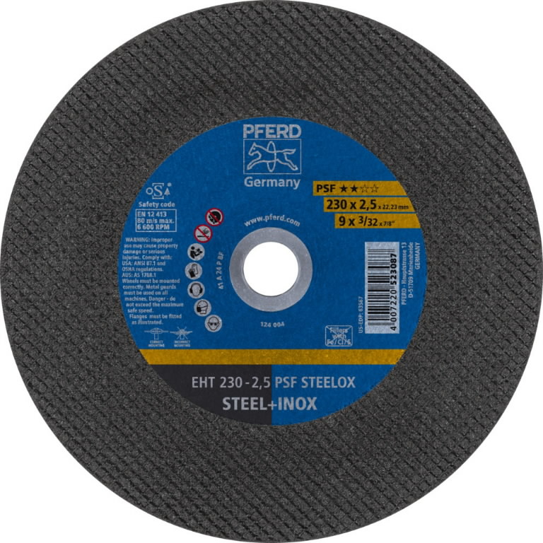 Abrasiv kappeskive Pferd PSF Steelox; 230x2,5x22,23 mm