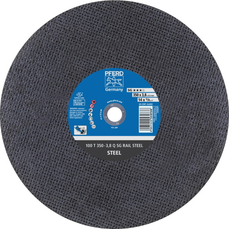Abrasiv kappeskive Pferd Q SG Rail; 350x3,8x25,4 mm
