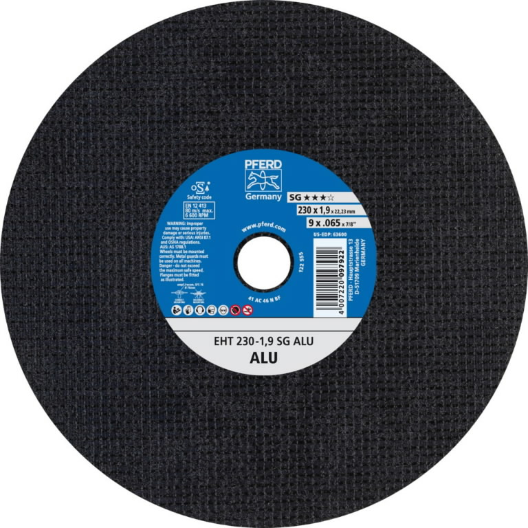 Abrasiv kappeskive Pferd SG Alu EHT; 230x1,9x22,23 mm