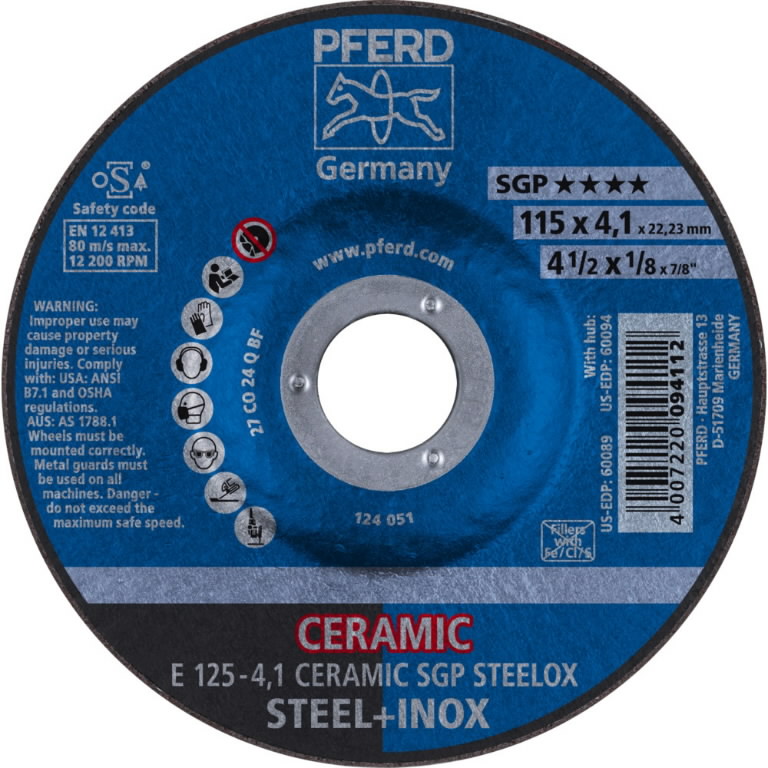 Slipeskive Pferd SGP Ceramic Steelox; 125x4,1 mm