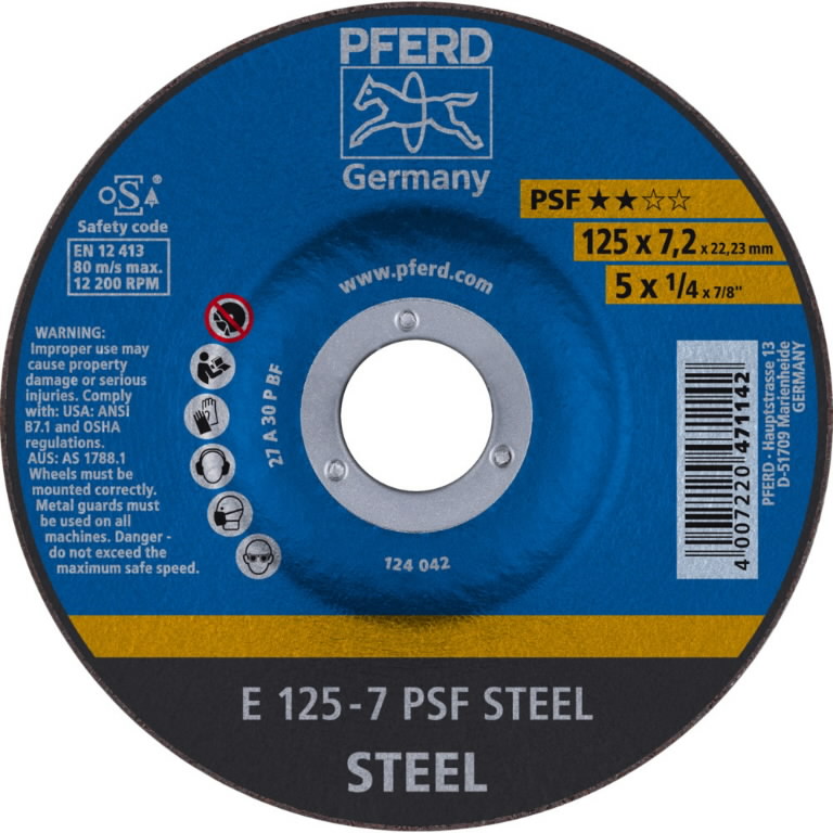 Slipeskive Pferd PSF Steel; 125x7,2 mm