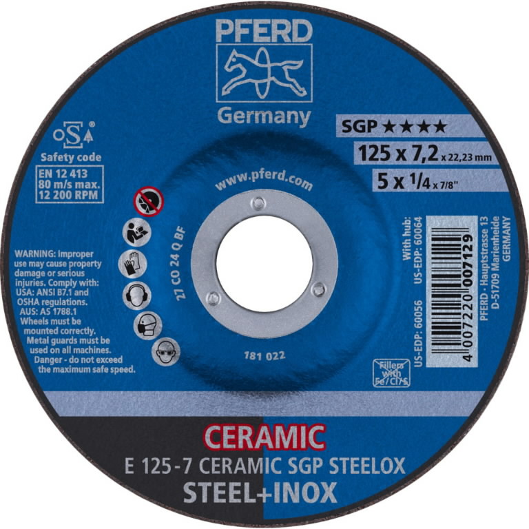 Slipeskive Pferd SGP Ceramic Steelox; 125x7,2 mm