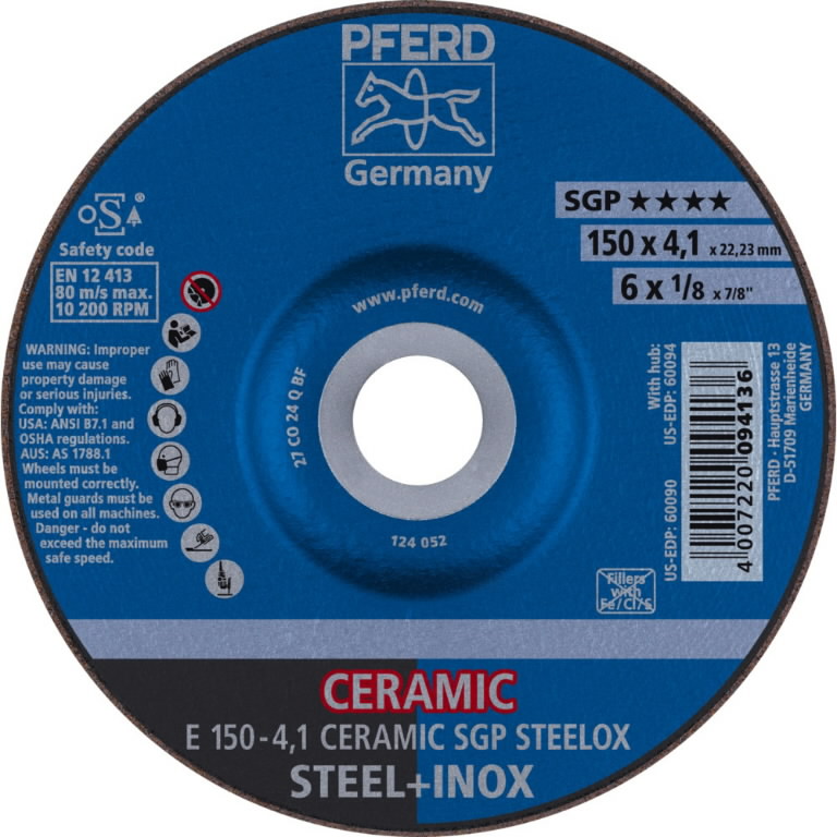 Slipeskive Pferd SGP Ceramic Steelox; 150x4,1 mm