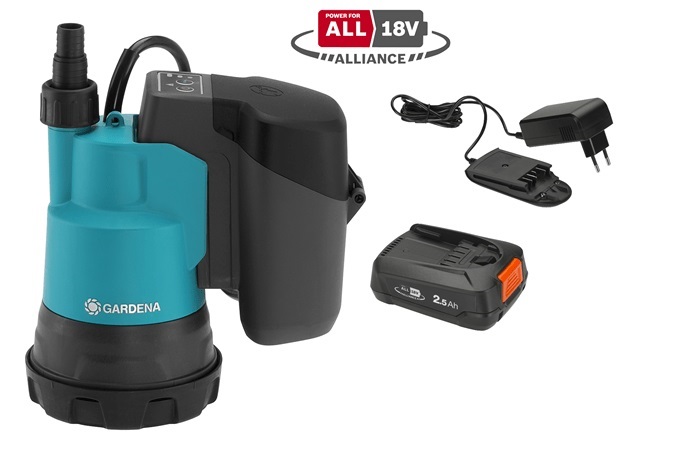 Vannpumpe Gardena 2000/2 P4A; 18 V; 1x2,5 Ah batt.