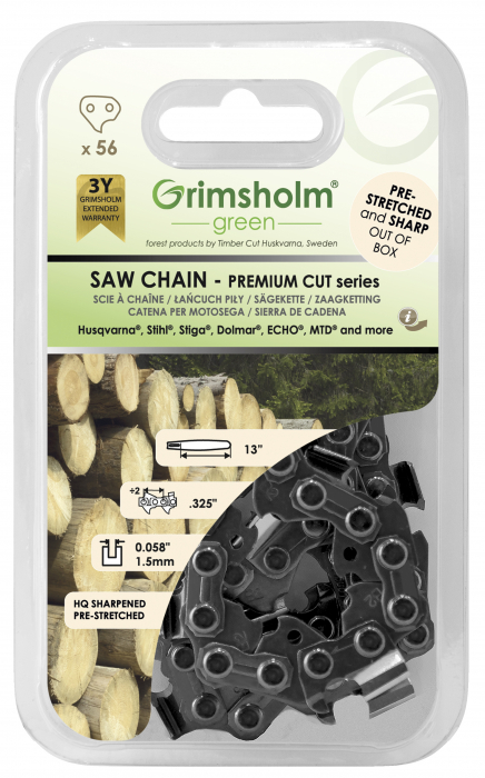 Sagkjede Grimsholm Premium Cut; 13''; 33 cm; .325; 56; 1,5 mm