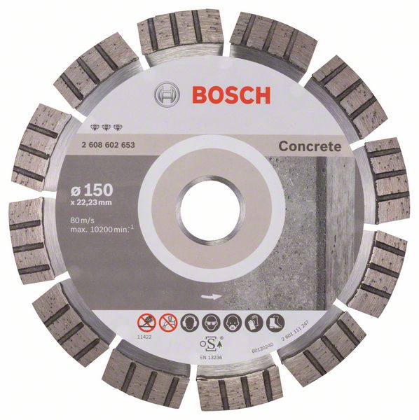 Diamantkappeskive Bosch BEST FOR CONCRETE; 150 mm; 22,23 mm