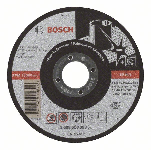 Abrasiv kappeskive Bosch AS 46 T INOX BF; 115x2 mm