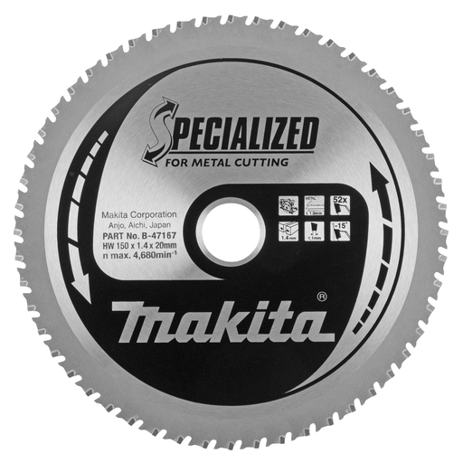 Sagblad for metall Makita; 150x1,8x20,0 mm; Z32; 0°