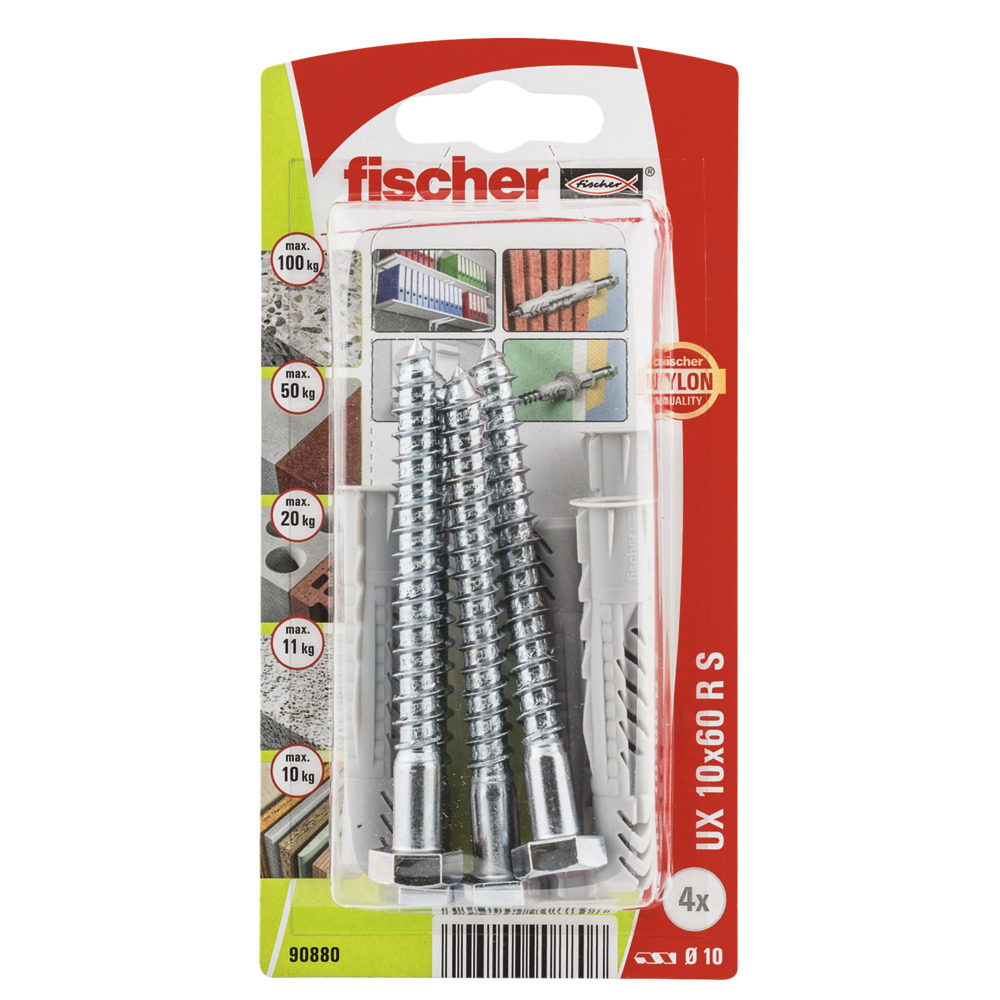 Selvborende Fischer UX R S; 10x60 mm; 4 stk