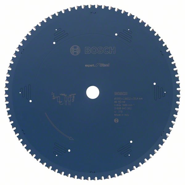 Sagblad for metall Bosch; 355x2,5x25,4 mm; Z80; 0°