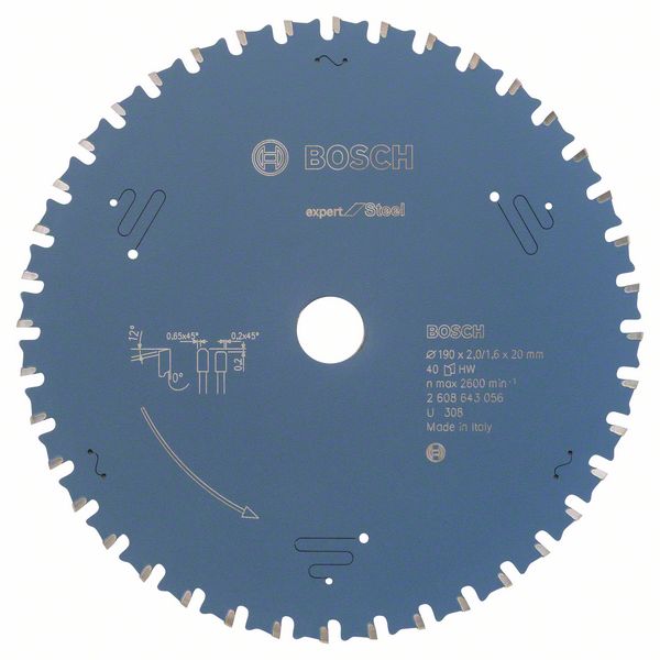 Sagblad for metall Bosch Expert for Steel; 190x2x20,0 mm; Z40; 12°