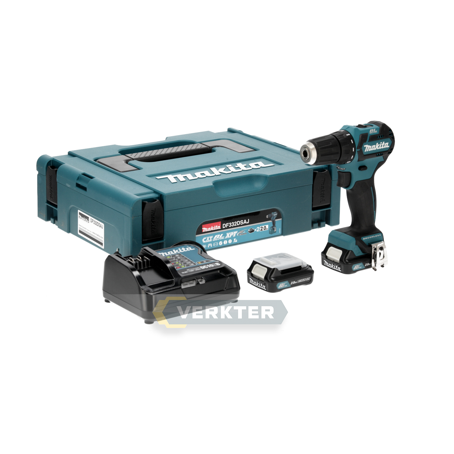 Skrutrekker/bor Makita DF332DSAJ; 12 V; 2x2,0 Ah batt.