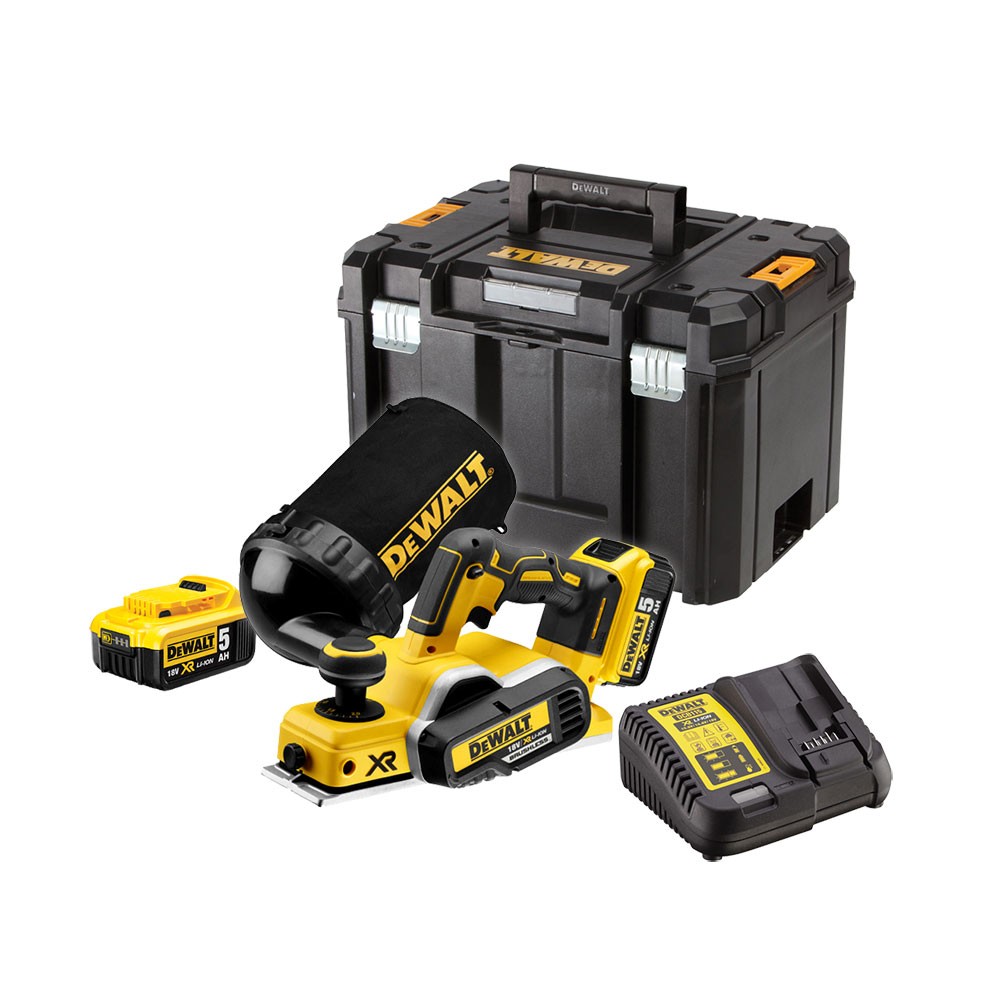 Batteridrevet høvel DeWalt DCP580PD-QW; 18 V; 2x5,0 Ah batt.