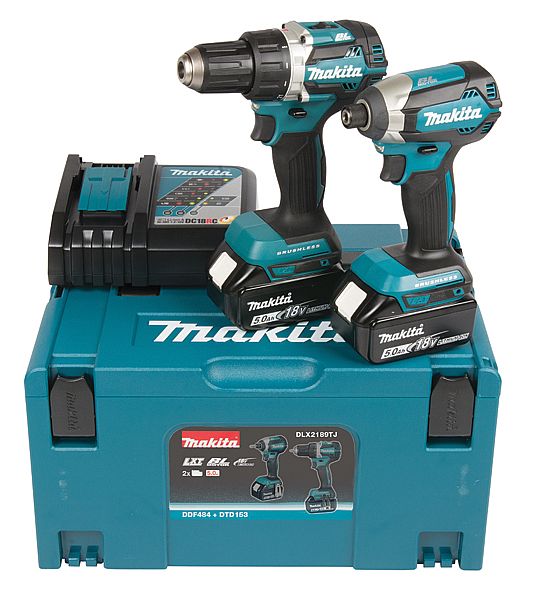 Verktøysett Makita DLX2189TJ (DDF484 + DTD153); 18 V; 2x5,0 Ah batt.