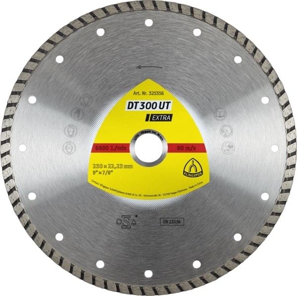 Diamantkappskive til våtskjæring Klingspor DT 300 UT Extra; 230x2,5x22,23 mm