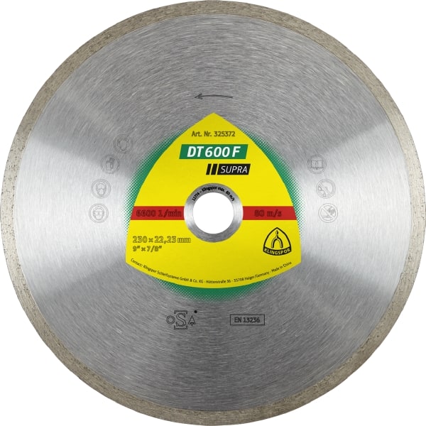 Diamantkappskive til våtskjæring Klingspor DT 600 F Supra; 180x1,6x30,0 mm