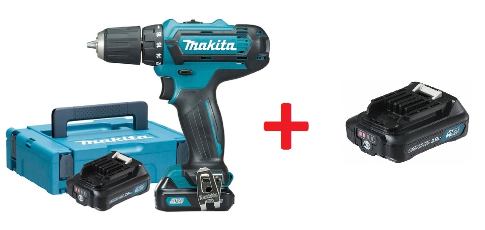 Skrutrekker/bor Makita DF331DSAJ; 10,8V; 2x2,0 Ah batteri. + Batteri Makita BL1020B