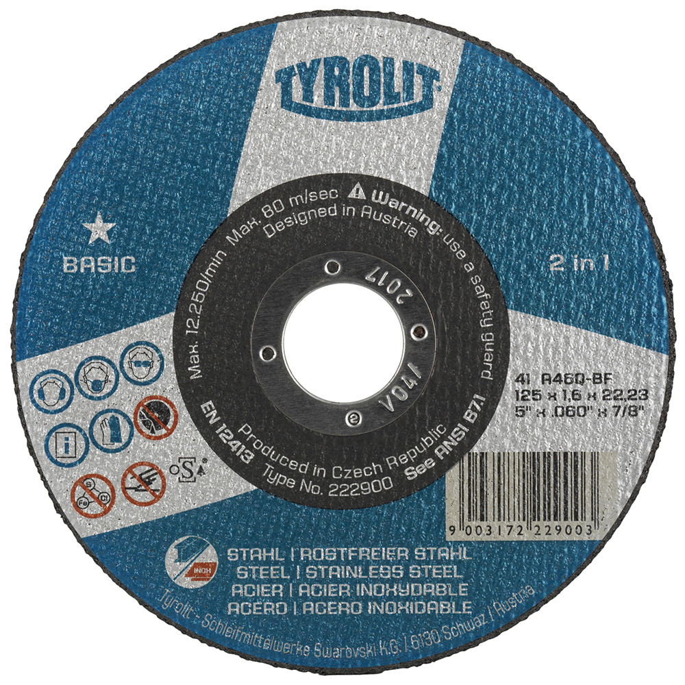 Abrasiv kappeskive Tyrolit; 125x1,0 mm for metall