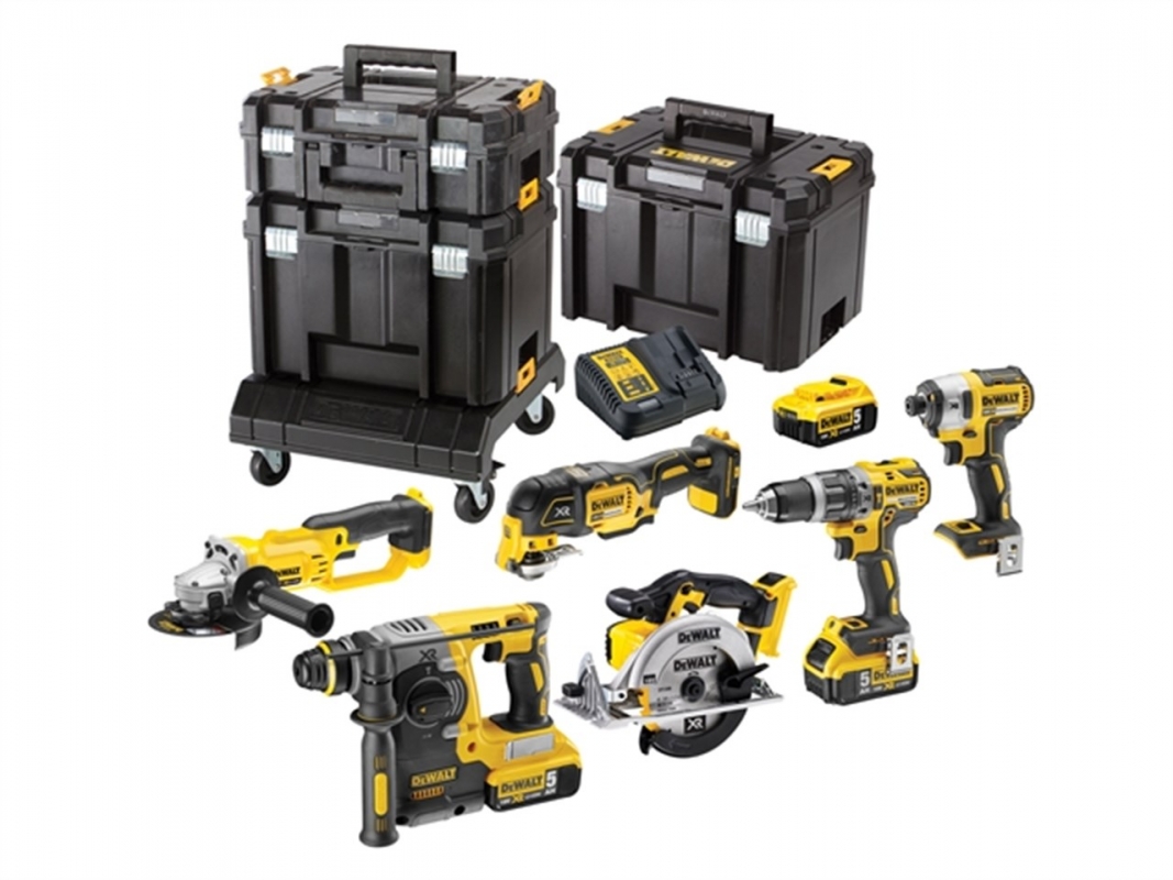 Verktøysett Dewalt DCK654P3T (DCD796 + DCF887 + DCG412 + DCS355 + DCS391 + DCB273); 18 V; 3x5,0 Ah batt.