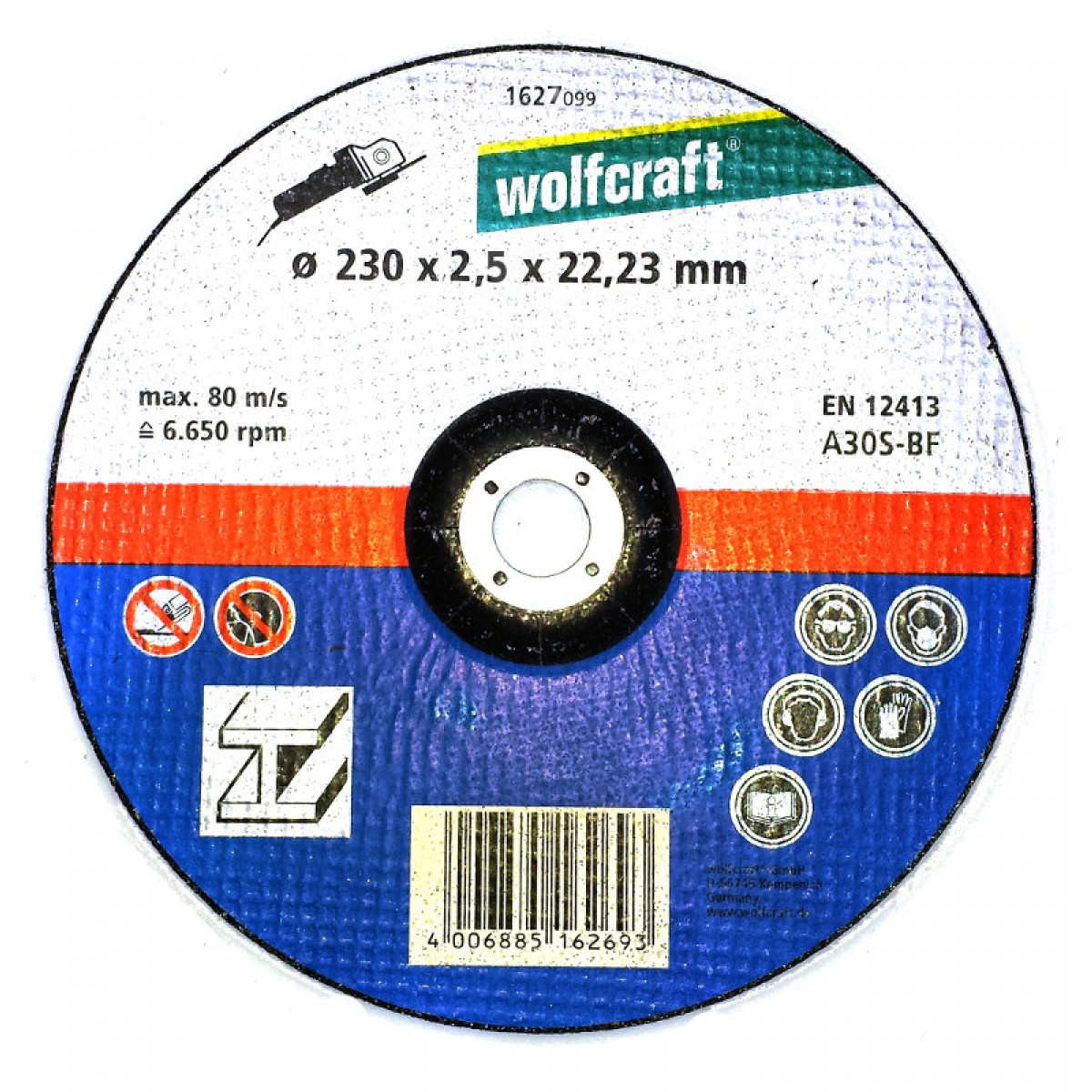 Abrasiv kappeskive Wolfcraft 1627099; 230x2,5 mm for metall