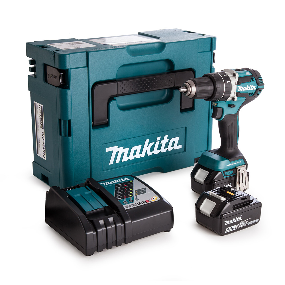 Slagskrutrekker / bor Makita DHP484RTJ; 18 V; 2x5,0 Ah batt.
