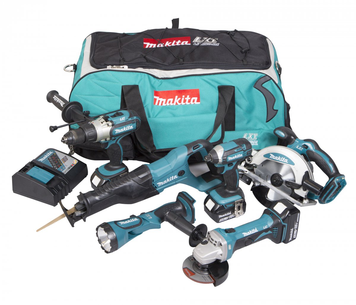 Verktøysett Makita DLX6043T (DTD152 + DHP451 + DSS610 + DGA452 + DJR186 + DML185); 18...