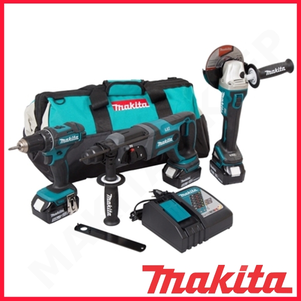 Verktøysett Makita DLX3078TX1 (DGA504 + DHR241 + DDF482); 18 V; 3x5,0 Ah batt.