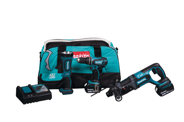 Verktøysett Makita DLX3008M (DHP456 + DHR241 + DML185); 18 V; 2x4,0 Ah batt.