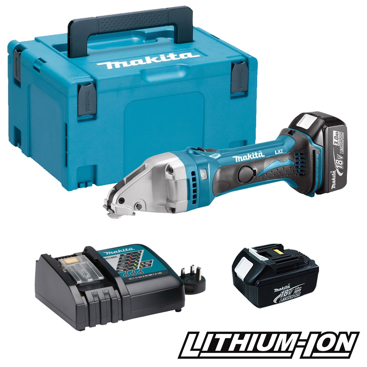 Blikksaks Makita DJS161RFJ; 18 V; 2x3,0 Ah batt.