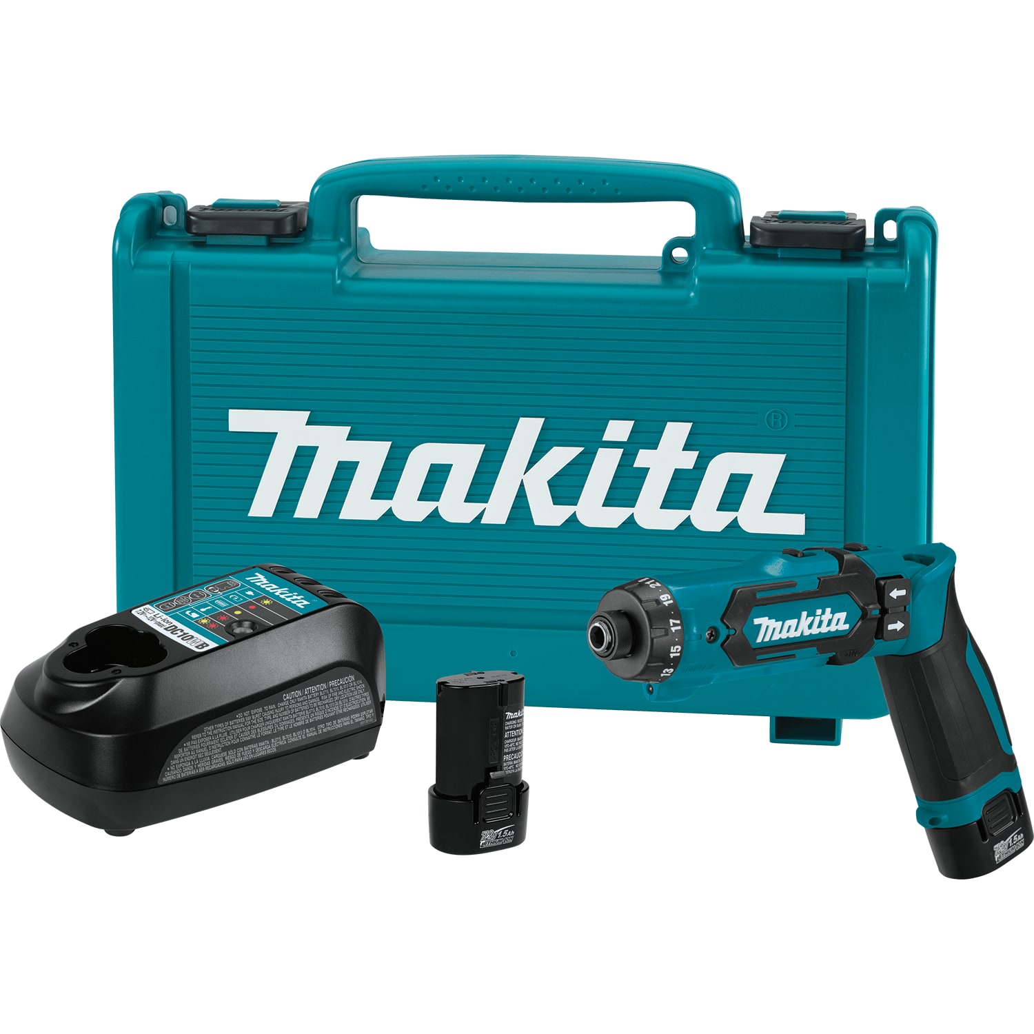 Skrutrekker/bor Makita DF012DSE; 7,2 V; 2x1,5 Ah batt.