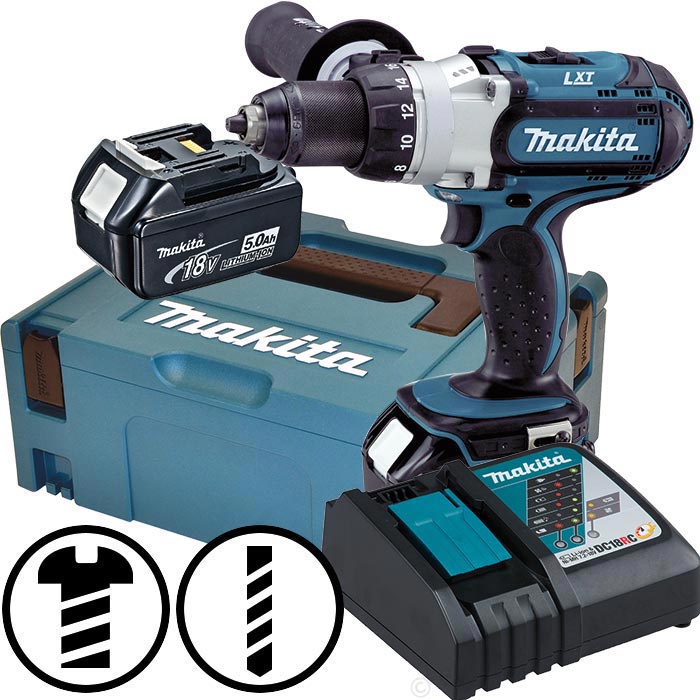 Skrutrekker/bor Makita DDF451RTJ; 18 V; 2x5,0 Ah batt.
