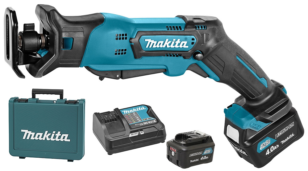Batteridrevet tigersag Makita JR103DSME; 10,8 V; 2x4,0 Ah batt.