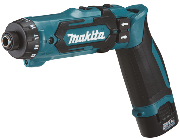 Skrutrekker Makita DF012DSJ; 7,2 V; 2x1,5 Ah batt.