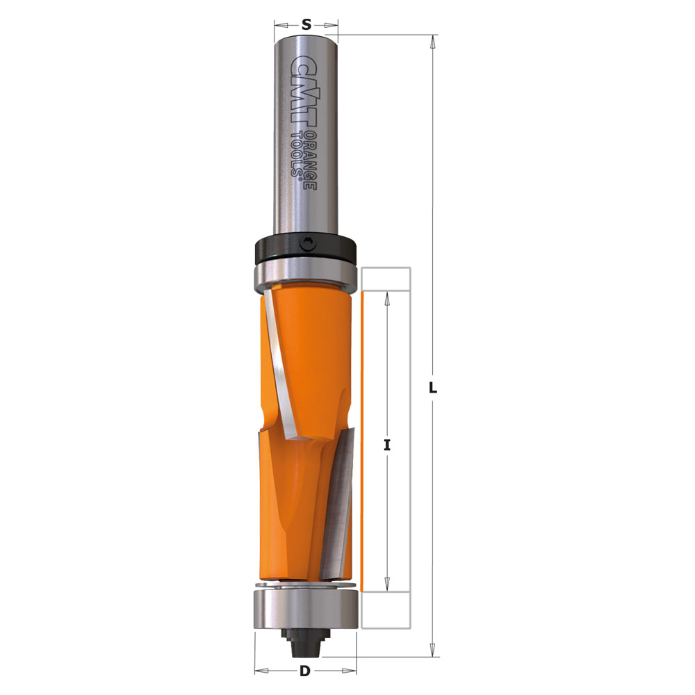 Rett notfres FLUSH TRIM BIT W/ 2 BEARINGS HW Z2+2 S=6.35 D=19x25.4x86