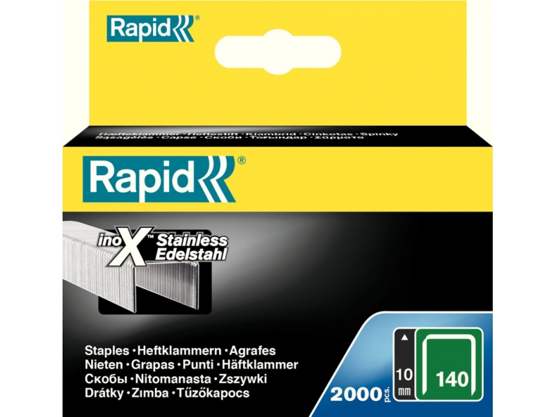 Stifter Rapid 11910733; 10 mm; 2000 stk; type 140; rustfritt stål