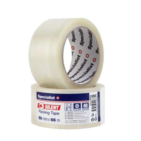Pakke-teip Specialist TPC-104T/CS; 50 mm; 66 m; gjennomsiktig