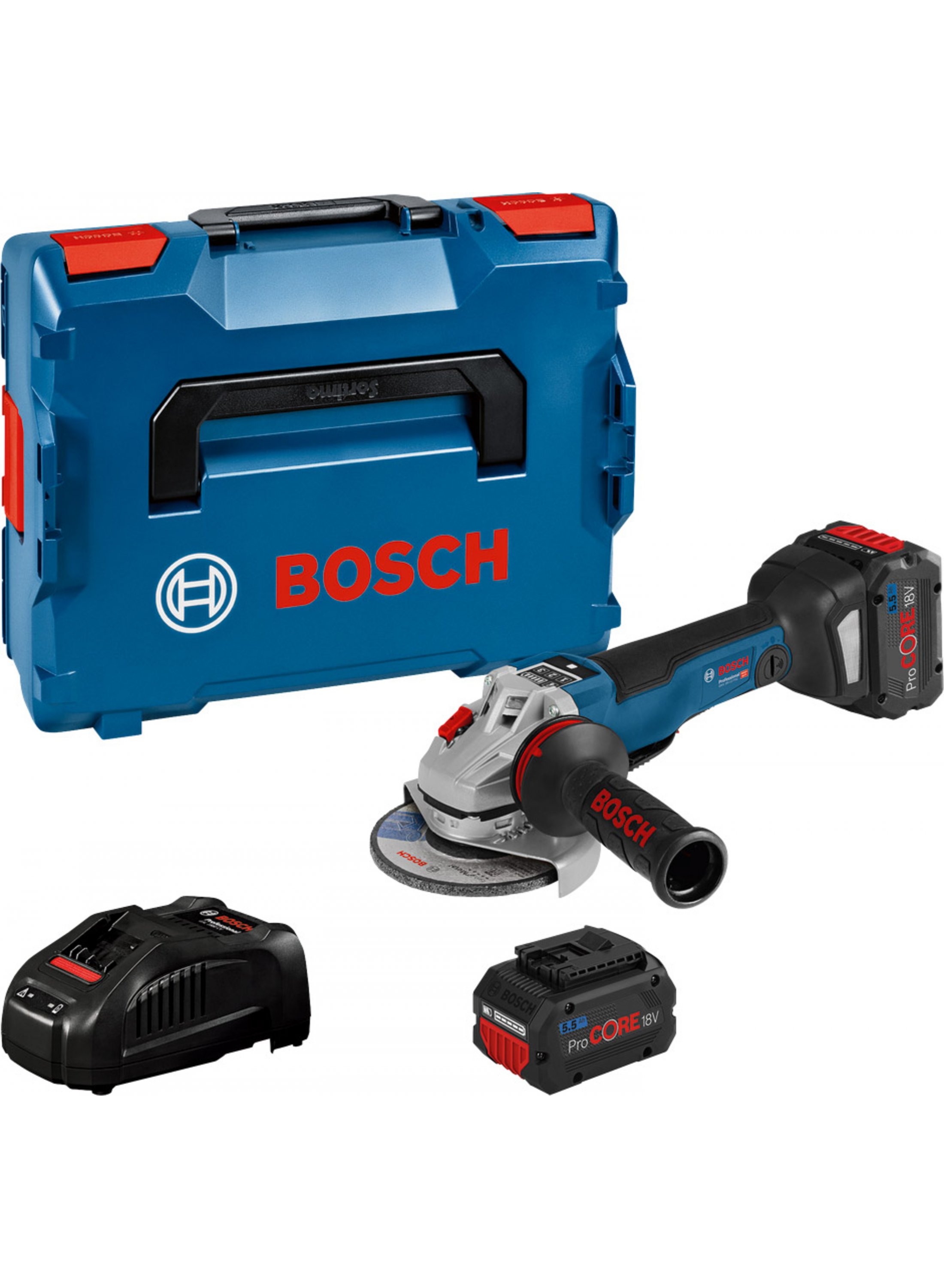 Vinkelsliper Bosch GWS 18V-10 PSC; 2x5,5 Ah batt.