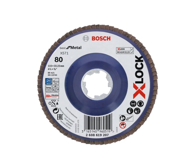 Lamellrondeller Bosch 2608619207; 115 mm; K80; X-Lock