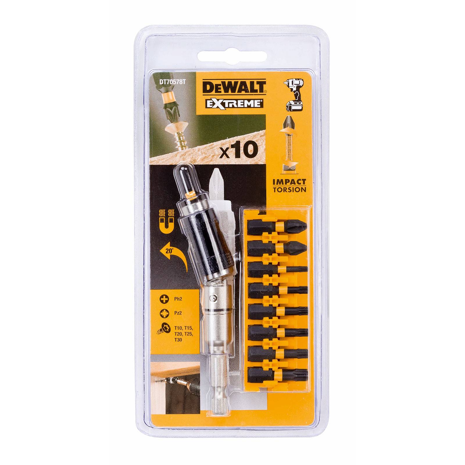 Skrutrekkersett DeWalt DT70578T-QZ; 10 stk